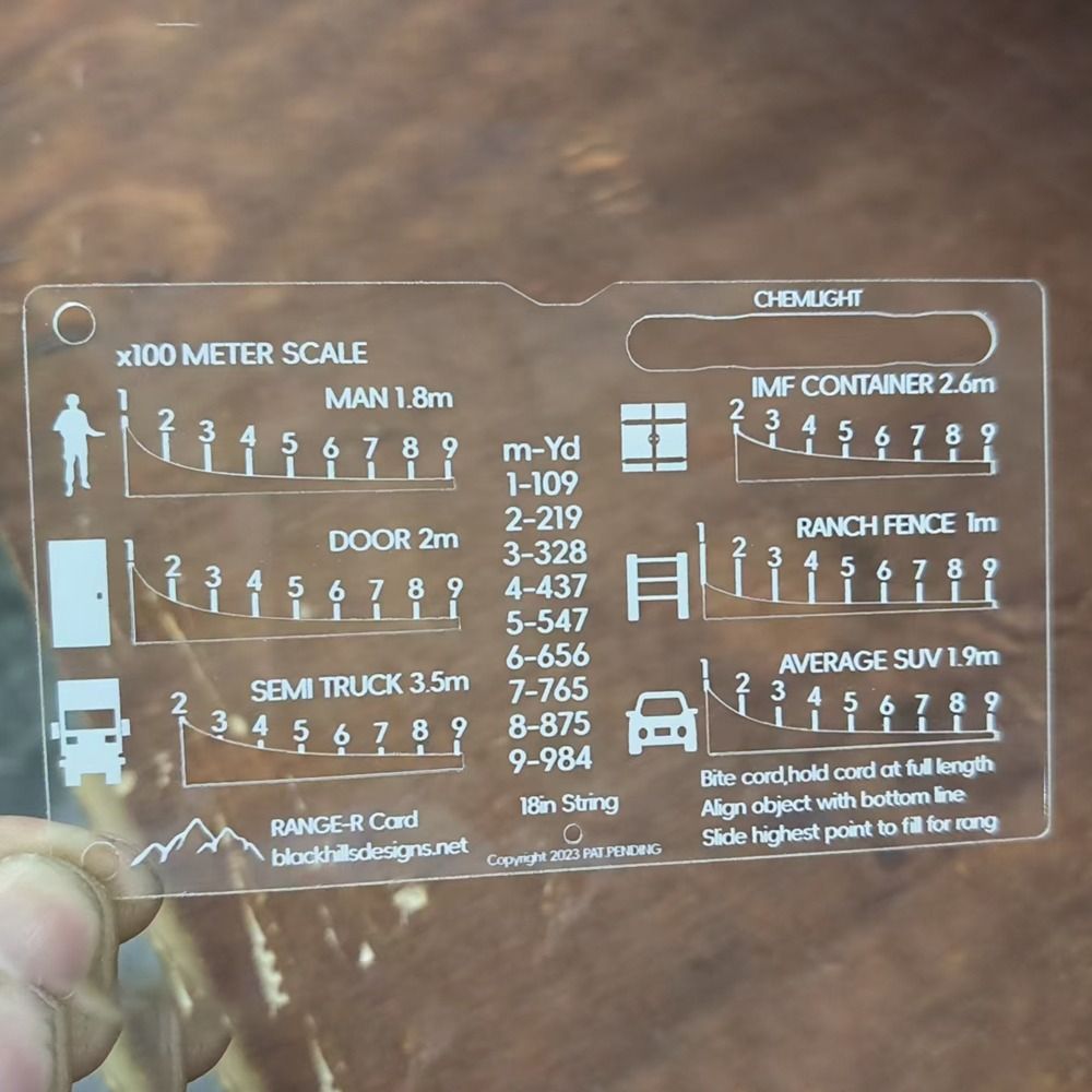 Hunting Outdoors Card - Acryl Duurzame Afstandsmeter Kaart Jacht Liniaal