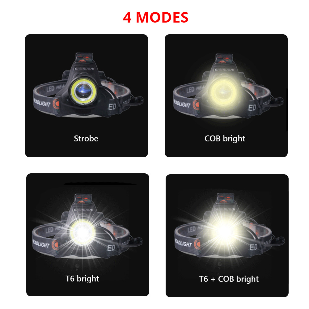 T6 Cob Zaklamp Zaklamp Hoofdli - Outdoor Hunting Fishing Jobs recensie en prijs
